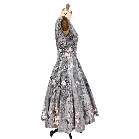 1950s VTG Philmont Sportswear of Miami Grey/Pink Floral Circle Skirt Set M/L - Picture 2 of 15